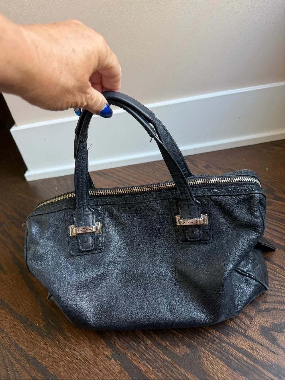 Vintage Coach black leather bag